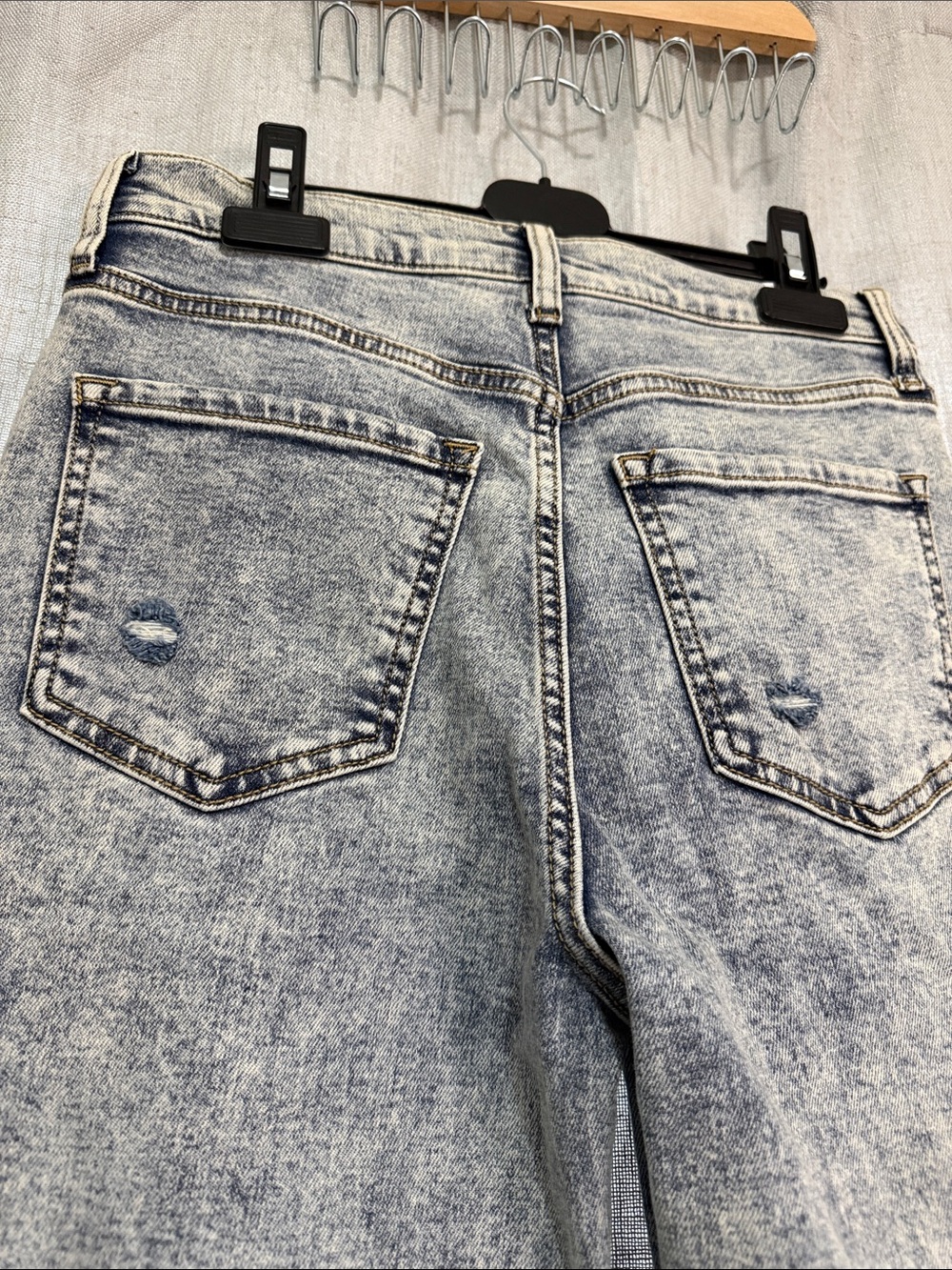 Altar’d State High-Waisted Distressed Straight Leg Jeans - Acid Wash - Picture 7 of 11
